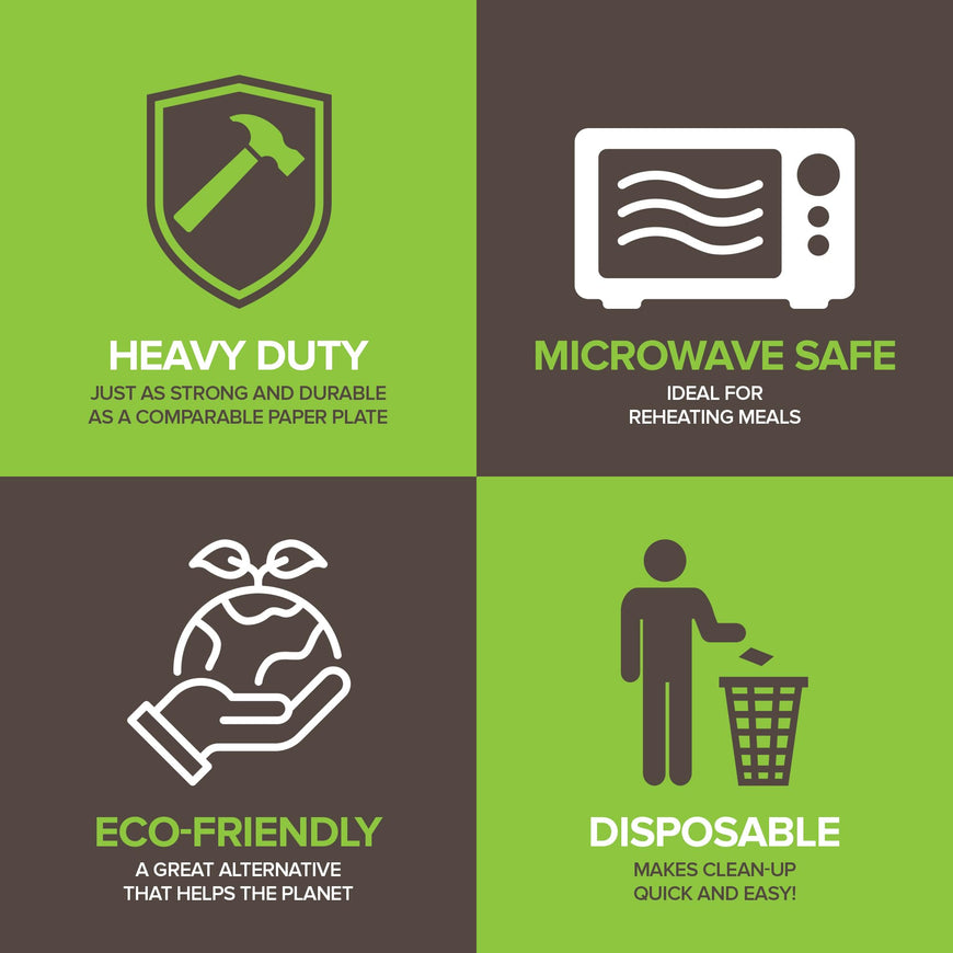 Stock Your Home 100% Compostable Plates 9 Inch (100 Count), Large Heavy Duty Biodegradable Paper Plate for Dinner, Eco-Friendly Recyclable Disposable Sustainable, White Bagasse