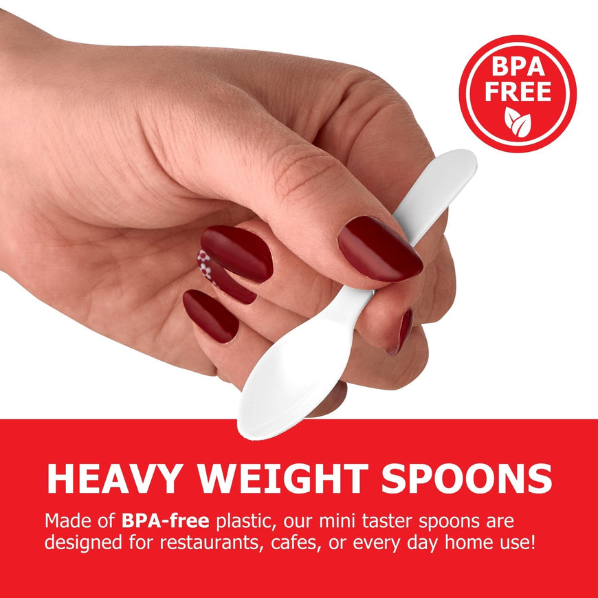 Stock Your Home 400 Count 3-Inch Plastic Mini Taster Spoons - Perfect for Sampling, Desserts, and Parties, Disposable and Durable Utensils