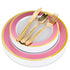 Pink and Gold Rim Plastic Dinnerware (125-Piece) Plastic Plates, Plastic Forks, Plastic Knives, Plastic Spoons - Service for 25 Guests Place Setting for Wedding, Party, Baby Shower, Birthday, Holiday