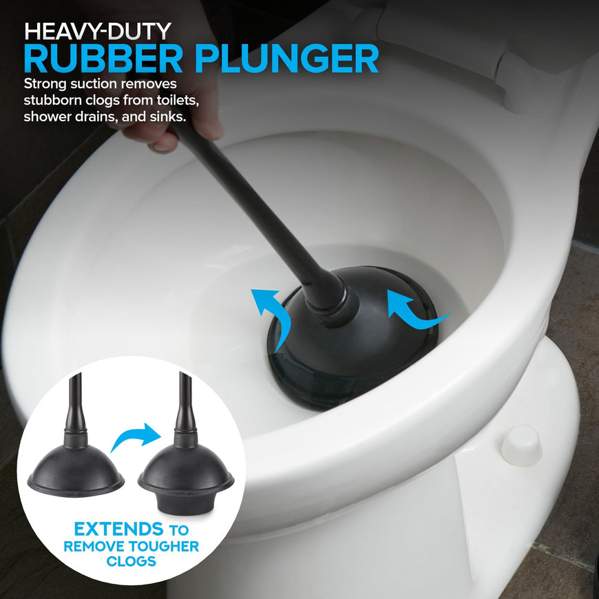 Stock Your Home Toilet Plunger Set - 2 Pack (Black)