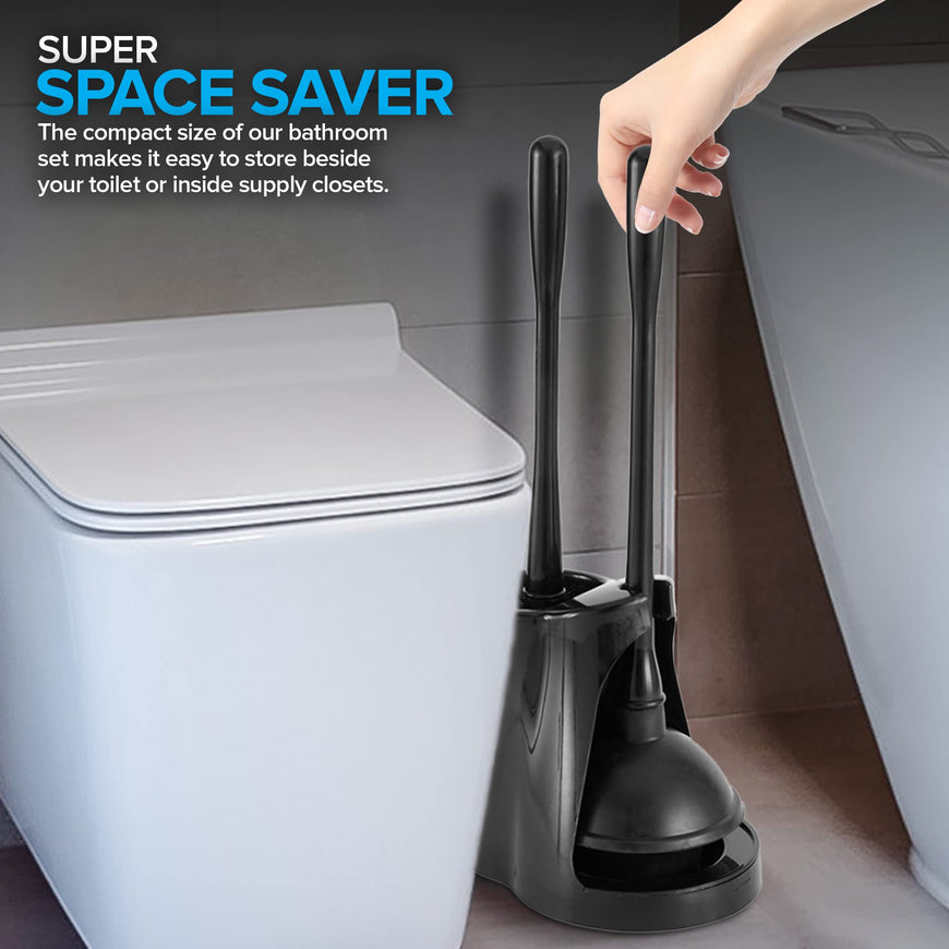 Stock Your Home Toilet Plunger Set - 2 Pack (Black)
