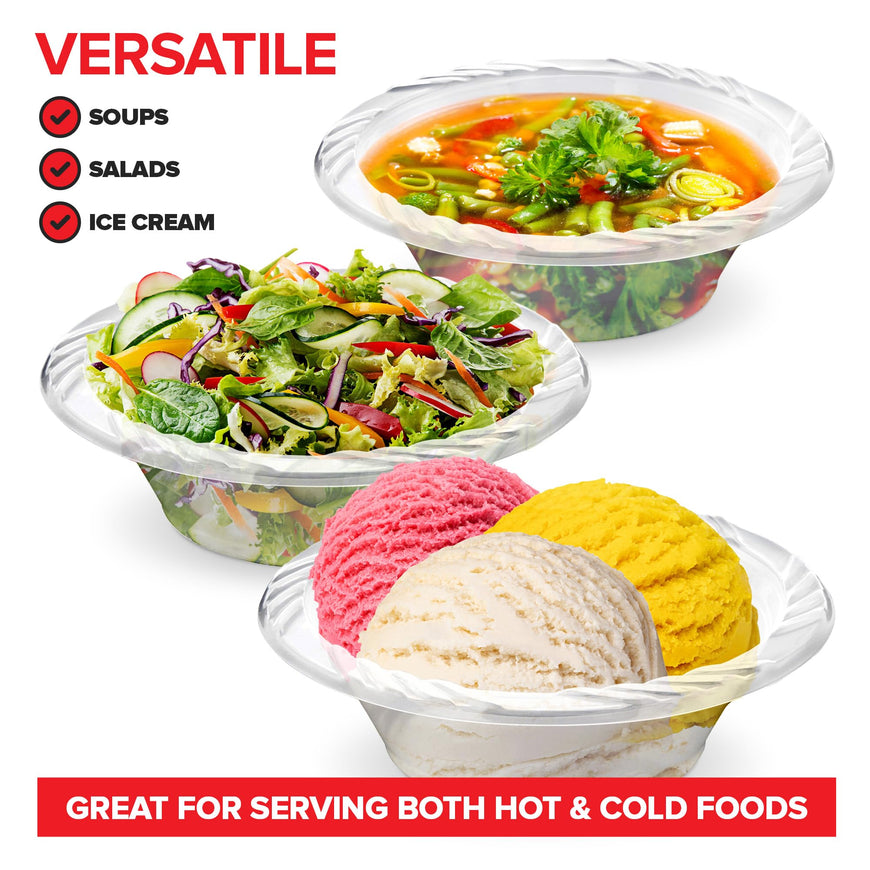 Stock Your Home 12 oz Disposable Clear Plastic Bowls - 120 Pack
