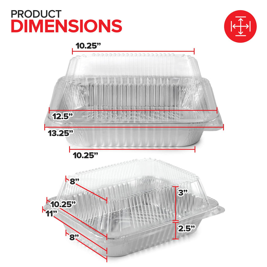 Stock Your Home 9x13 Disposable Baking Pan with Lid (25 Pack) Heavy Duty Aluminum Cake Pans with Lids, Clear Plastic Cover, Food Container for Lasagna, Casserole, Brownie, Rectangular Sheet Tray