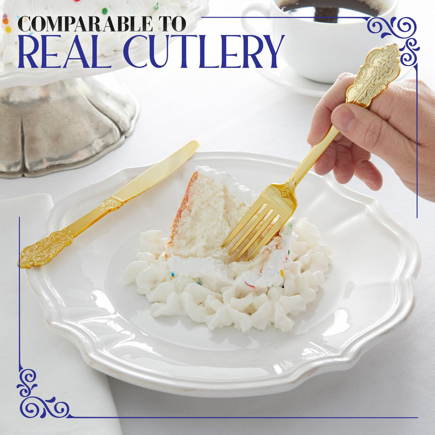 Stock Your Home Silver Plastic Silverware Dinnerware Flatware 160 set (French Vermeil Cutlery)