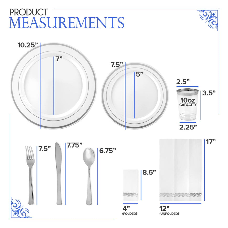 Stock Your Home 700 Piece Silver Dinnerware Party Set