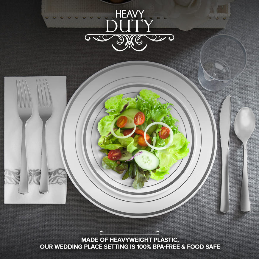 Stock Your Home 700 Piece Silver Dinnerware Party Set