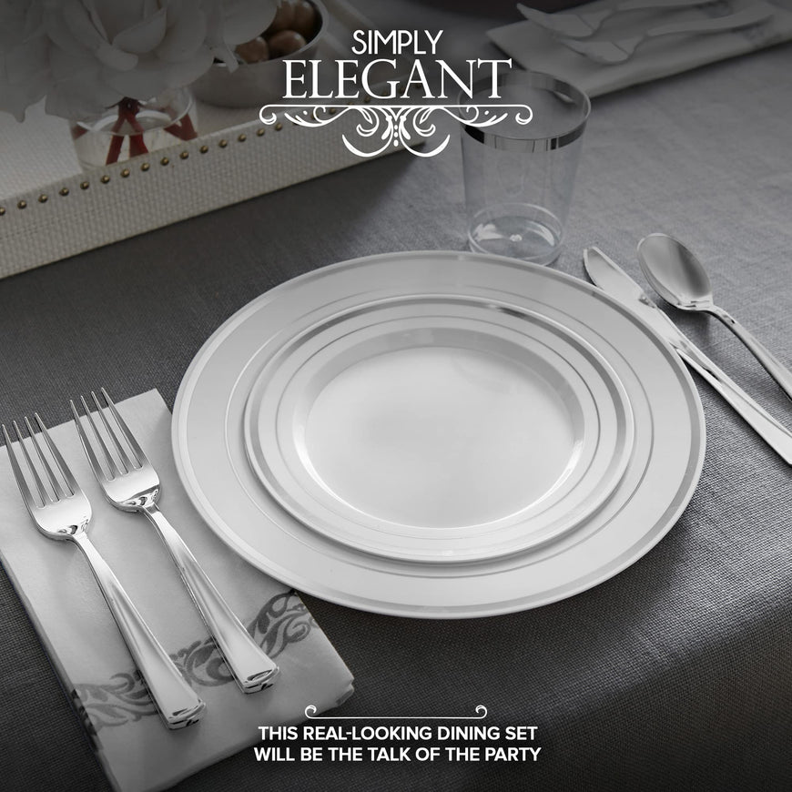 Stock Your Home 700 Piece Silver Dinnerware Party Set