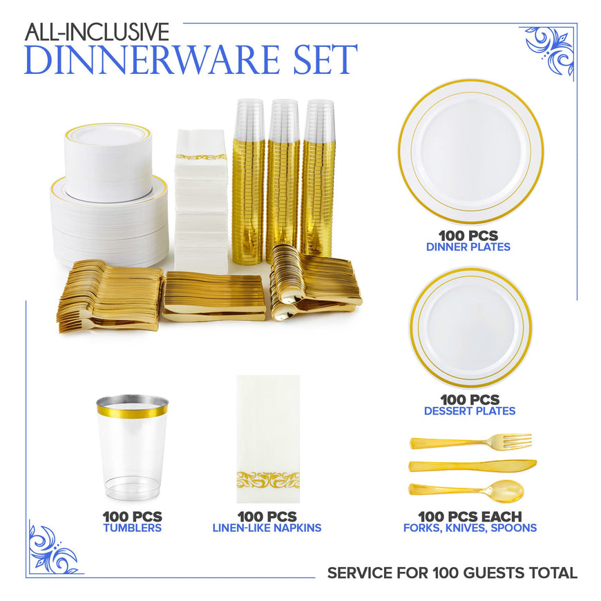 Stock Your Home 700 Piece Gold Dinnerware Party Set