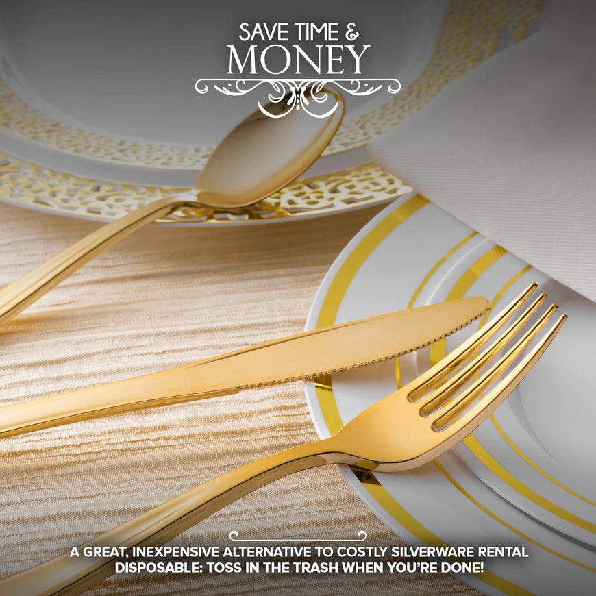 Stock Your Home 700 Piece Gold Dinnerware Party Set