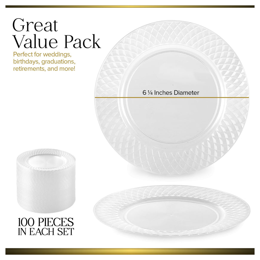 Stock Your Home Premium Clear Plastic Dessert Plates, 6