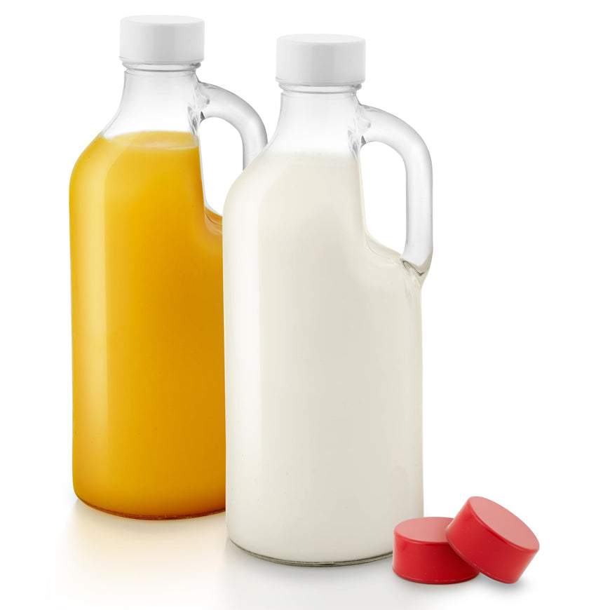 Glass Milk Bottle w/ Handles - 2 Pack - Duplicate