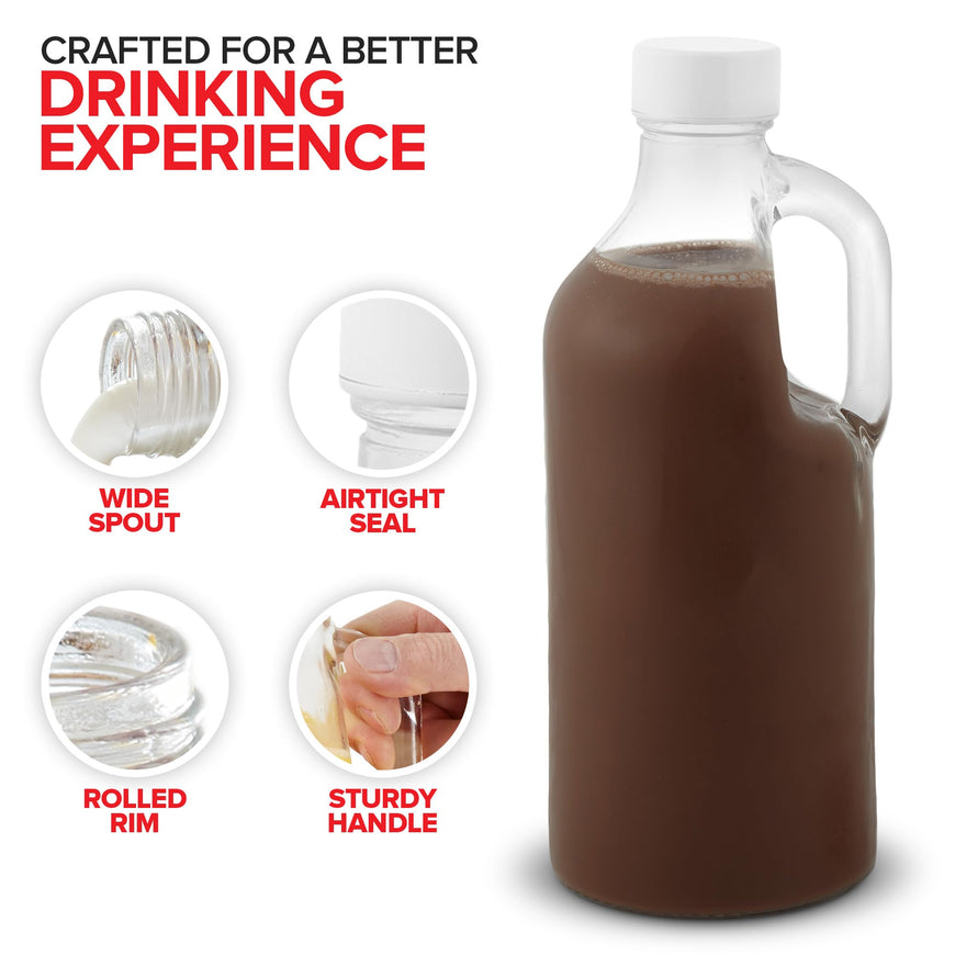 Glass Milk Bottle w/ Handles - 2 Pack - Duplicate