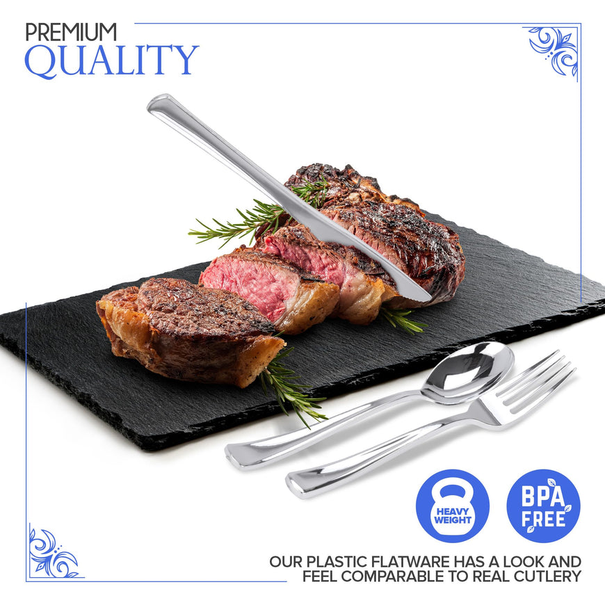 Pre-Rolled Napkin and Cutlery Set - 300 packs - Silver