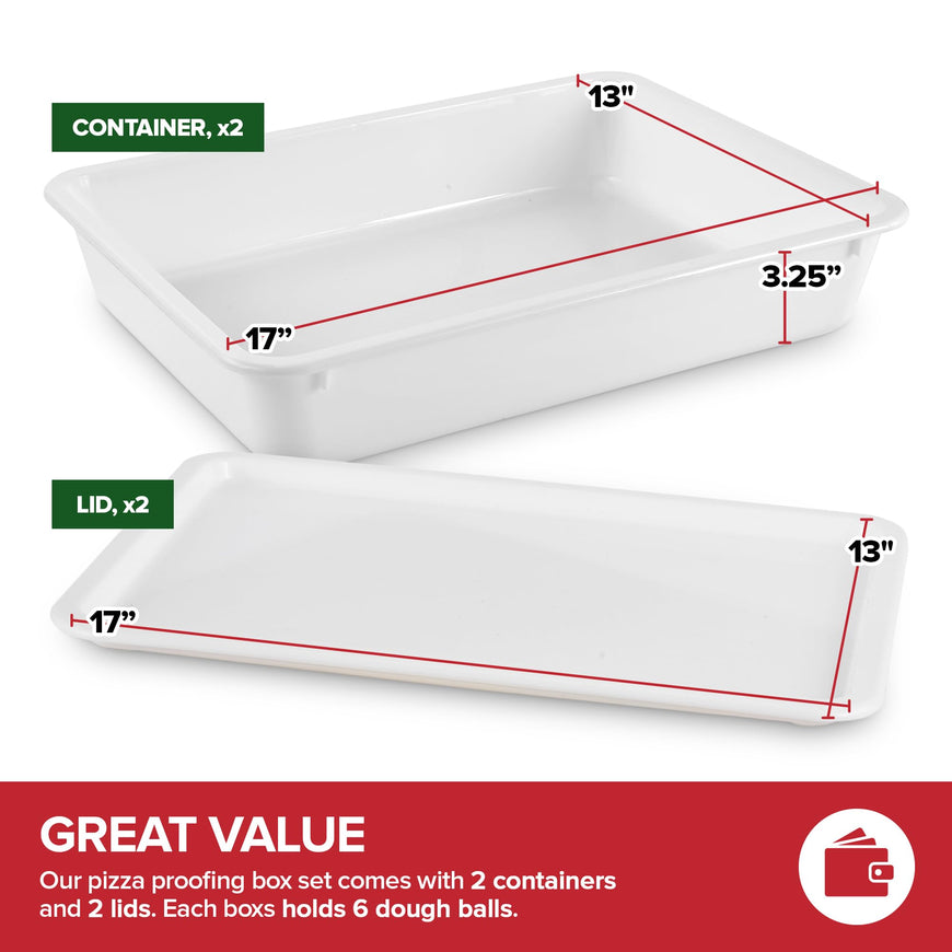 Stock Your Home Pizza Dough Proofing Container with Lid (2 Pack), Homemade Bread Dough Proofing Box