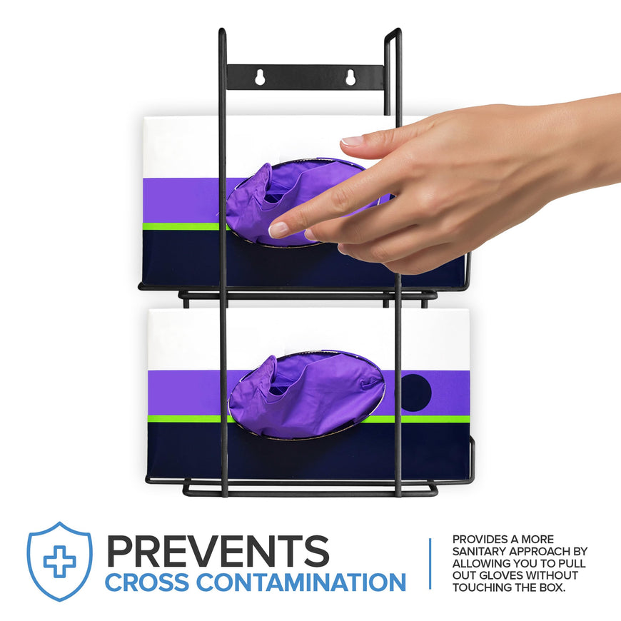Stock Your Home (Black Metal Double Gloves Dispenser Tissue Box Shelf, Glove Box Holder Wall Mount, For Kitchen, Cleaning Closet, Lab, Exam, Office