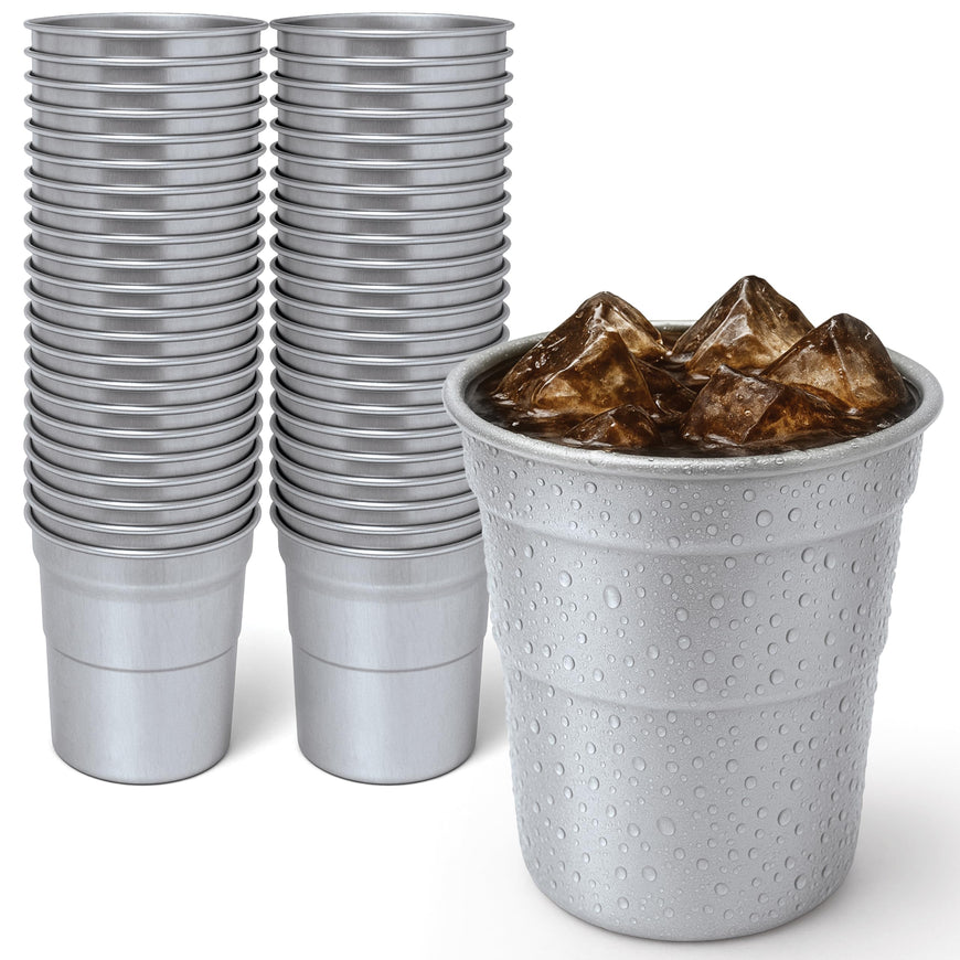Stock Your Home 16oz Infinitely Recyclable Aluminum Cups (30 Pack) â€“ Premium Disposable & Reusable Metal Cups, Durable Aluminum Drinkware for Events, Parties, and 4th of July Celebrations