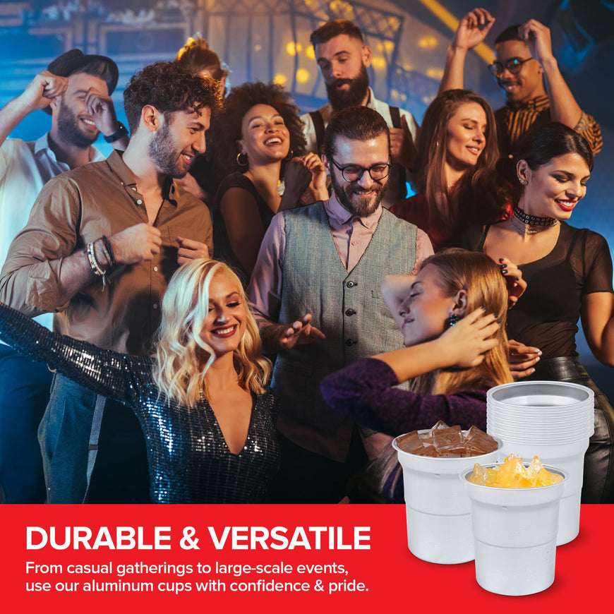 Stock Your Home 16oz Infinitely Recyclable Aluminum Cups (30 Pack) â€“ Premium Disposable & Reusable Metal Cups, Durable Aluminum Drinkware for Events, Parties, and 4th of July Celebrations