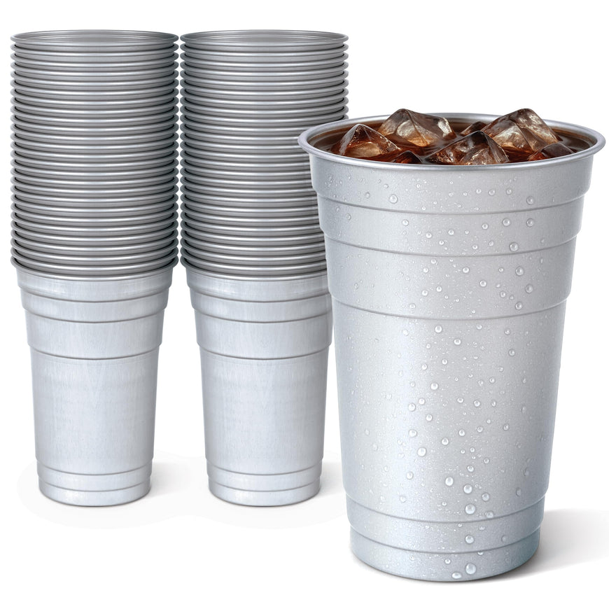 Stock Your Home 20oz Infinitely Recyclable Aluminum Cups (30 Pack) Premium Disposable & Reusable Metal Cups, Durable Aluminum Drinkware for Events, Parties, and 4th of July Celebrations