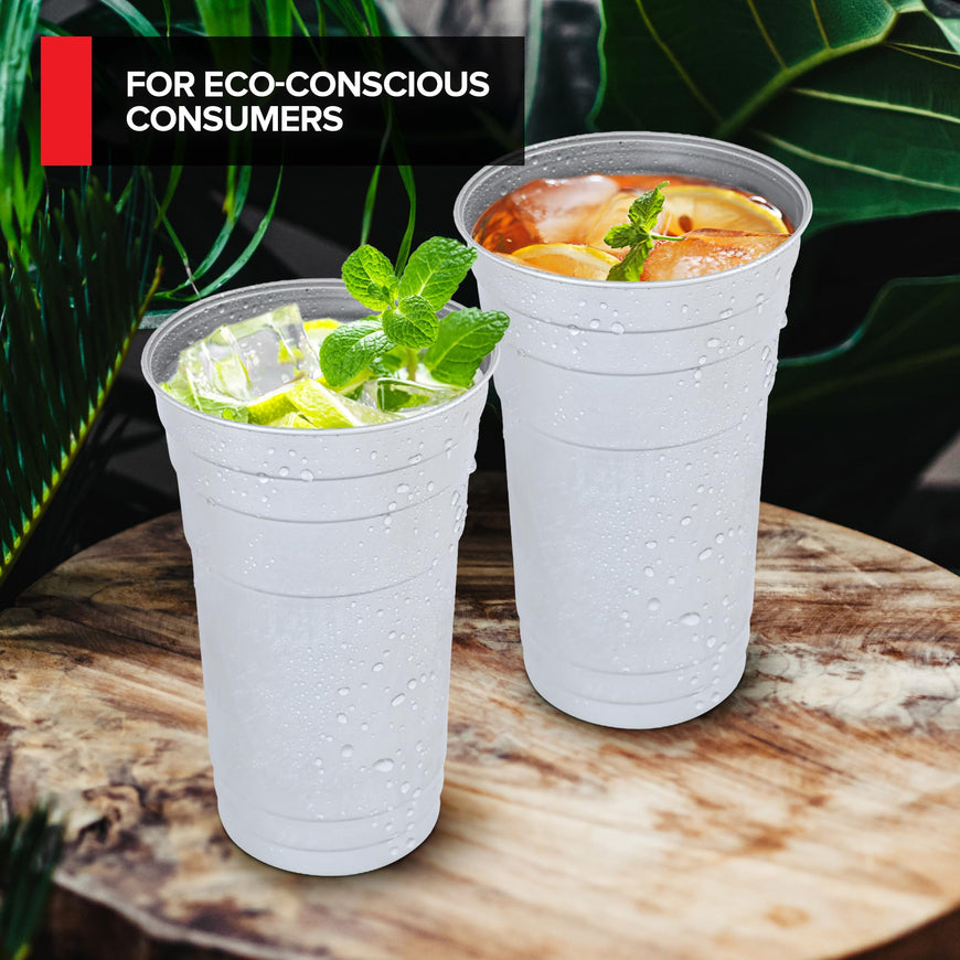 Stock Your Home 20oz Infinitely Recyclable Aluminum Cups (30 Pack) Premium Disposable & Reusable Metal Cups, Durable Aluminum Drinkware for Events, Parties, and 4th of July Celebrations