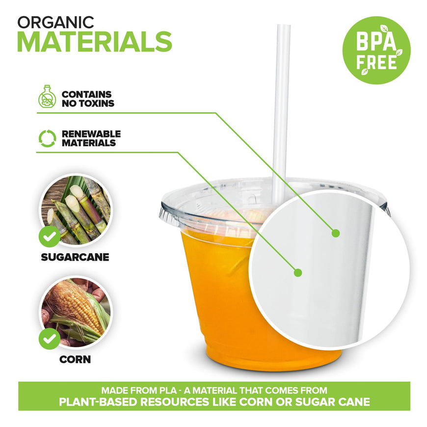Stock Your Home 9 oz Clear Cold Cups with Lids and Straws (50 Pack), Disposable Drink Cups