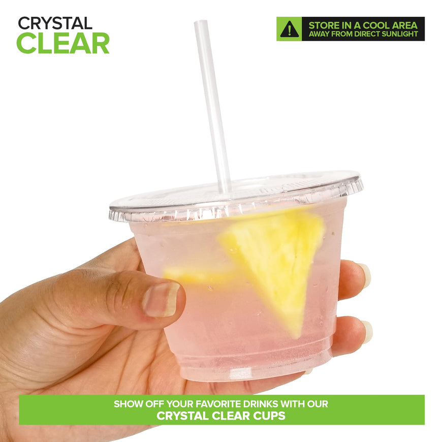 Stock Your Home 9 oz Clear Cold Cups with Lids and Straws (50 Pack), Disposable Drink Cups