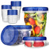 Combo Plastic Containers with Twist Top Lids 5 x 32oz, 10 x 16oz, & 6 x 8oz, Quart, 2 Cup, 1 Cup Freezer Containers for Leftover Food, Airtight Reusable Soup Cups, Microwave and Dishwasher Safe