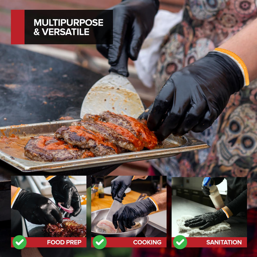 BBQ Grilling Gloves Kit â€“ 100 Nitrile Disposable Gloves & 4 Cotton Liners, Waterproof & Heat-Resistant for Smoking & Cooking