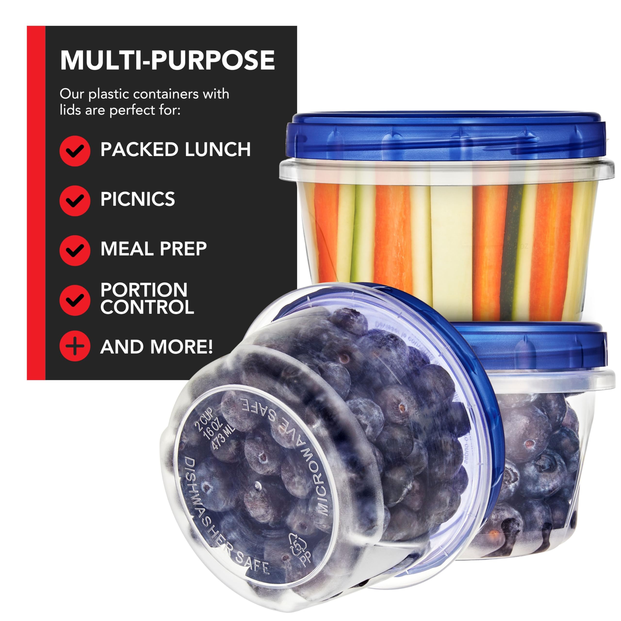 Stock Your Home 16oz Plastic Containers with Twist Top Lids (12 Pack) - Thumbnail 2