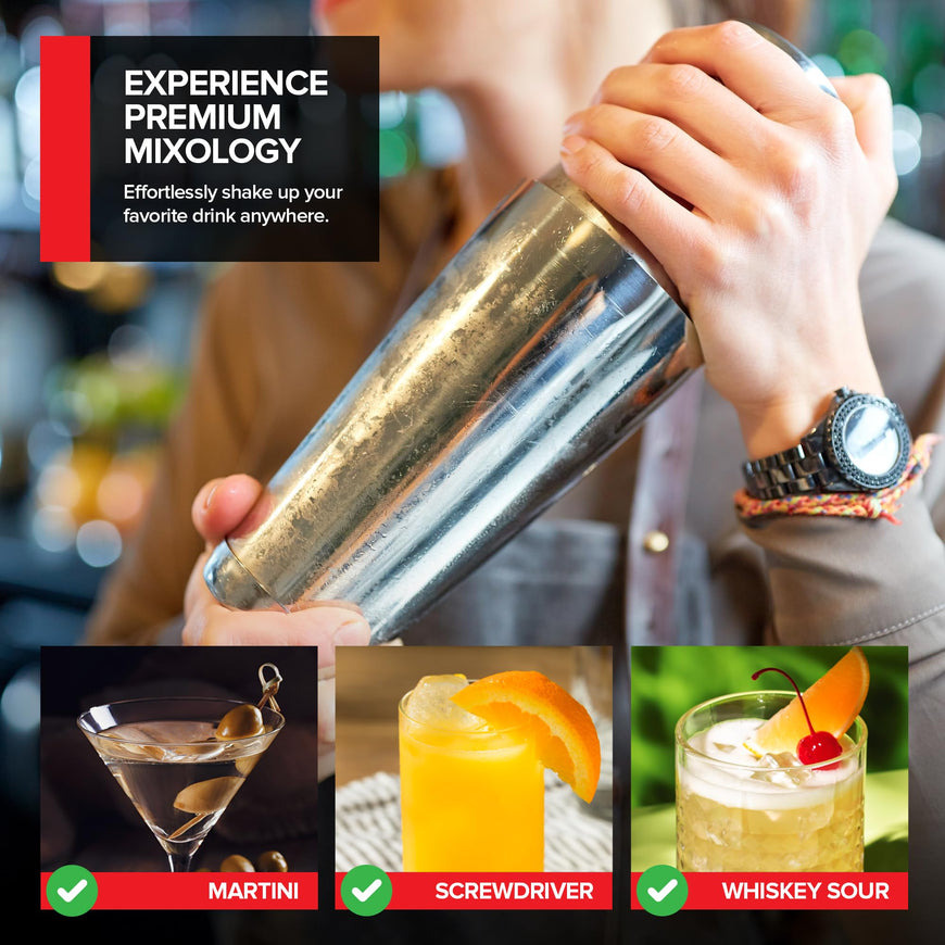 (2 Pack) Boston Cocktail Shaker, Drink Mixing Set (18oz & 24oz) Weighted Stainless Steel Shaker Tins, Cocktail & Martini Mixed Drink Shakers, Essential & Professional Bar Tools For Bartending