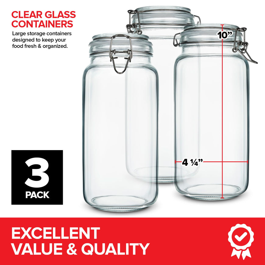 78oz Airtight Glass Jars (3 Pack)