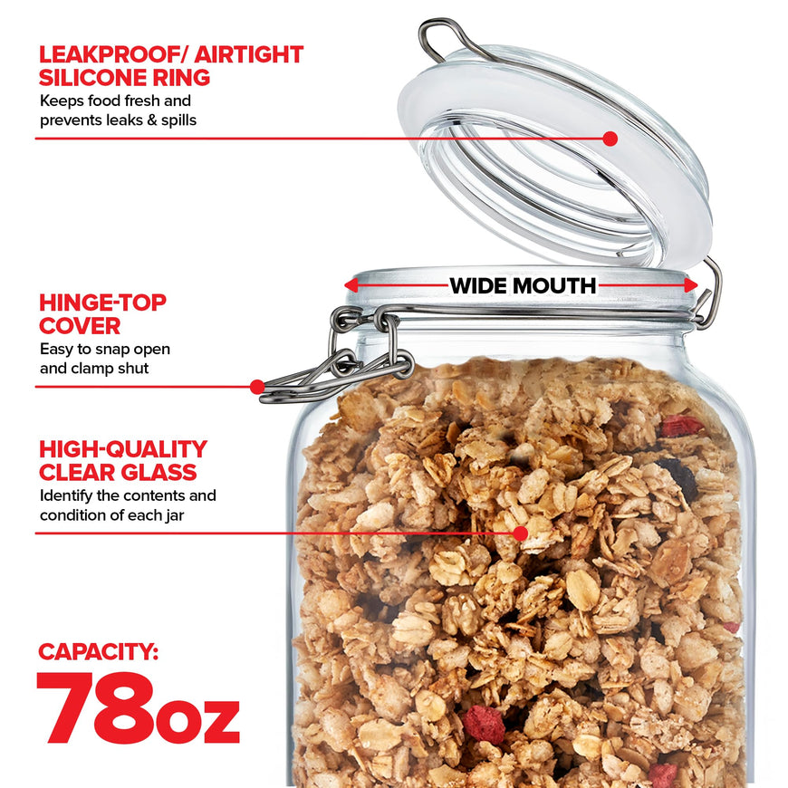 78oz Airtight Glass Jars (3 Pack)