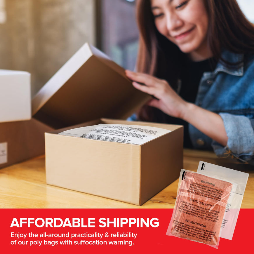 1000- Pack Self Sealing Clear Poly Bags, 9x12