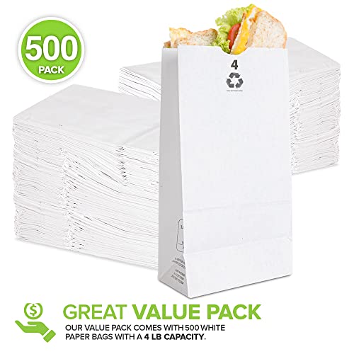 Stock Your Home 4 LB White Paper Bag - 500 Count