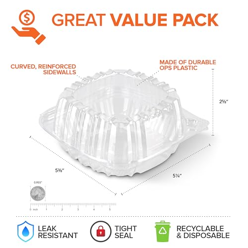 5x5 Plastic Clamshell Takeout Containers (600 Pack)
