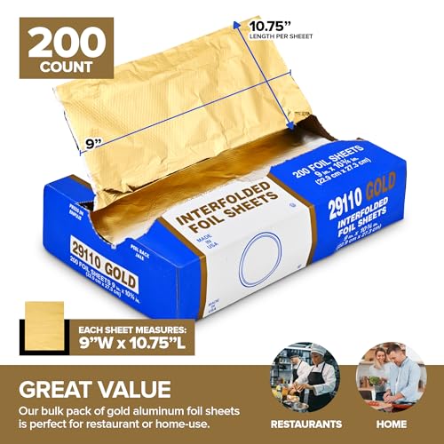 200-Pack Pre-Cut Aluminum Foil Sheets - 9' Pop Up Foil for Restaurant, Food Wrapping & Hair Highlighting