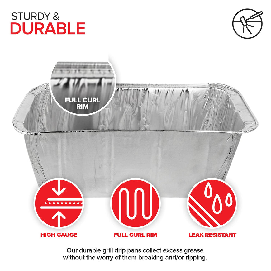 Stock Your Home Foil Grill Drip Pan (30 Pack) Compatible with Blackstone's 28â€, 30â€, & 36â€ BBQ Griddle + 17â€ & 22â€ Tabletop Range- Disposable Aluminum Oil Catcher Tray, Blackstone Grease Cup Liners