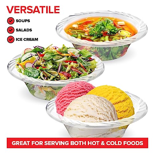 Stock Your Home 12 oz Disposable Clear Plastic Bowls - 120 Pack