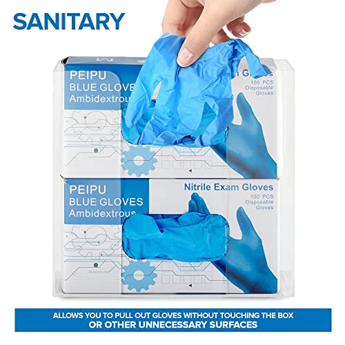 Stock Your Home Double Acrylic Gloves Dispenser (2 Pack) Tissue Box Shelf, Glove Holder Wall Mount, for Kitchen, Cleaning Closet, Lab, Exam, Office