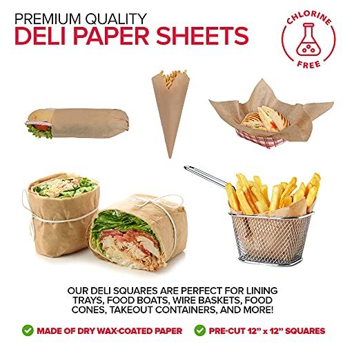 Deli Paper Sheets (1000 Count) 12-Inch Black Checkered Square Sandwich Wrapping Paper Grease Resistant Perfect for Concession Stand, Carnival, Party, Fast Food, Cheese, Basket Liner and Food Packaging