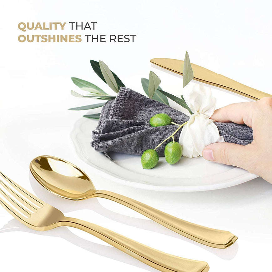 Stock Your Home 160-Piece Gold Plastic Silverware Set Includes 80 Forks, 40 Knives, 40 Spoons