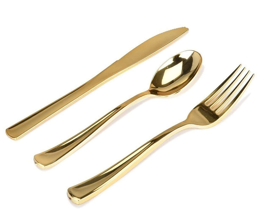 Stock Your Home 160-Piece Gold Plastic Silverware Set Includes 80 Forks, 40 Knives, 40 Spoons
