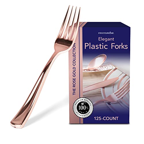 Stock Your Home 125 Disposable Rose Gold Plastic Forks