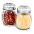 6-Ounces Glass Spices Shaker With Perforated Stainless Steel Top And Parmesan Cheese Shaker With Slotted Stainless Steel Top/Set of 2/Bulk Swirl Retro Style Dispensers With Lids/Salt & Pepper Shakers