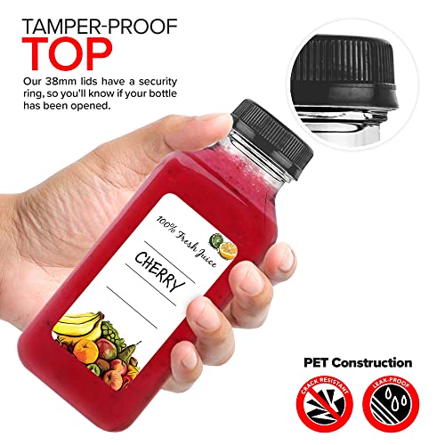 Stock Your Home Plastic Juice Bottles with Lids, 35 Count, 12 Oz