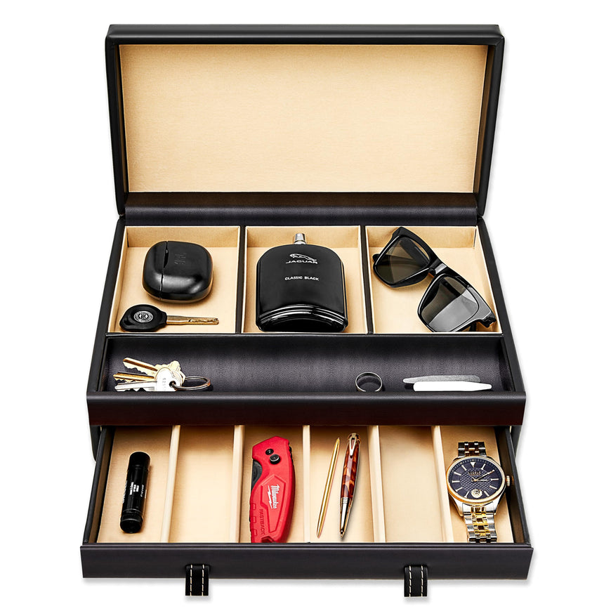 Stock Your Home Luxury Mens Dresser Valet Organizer,Black