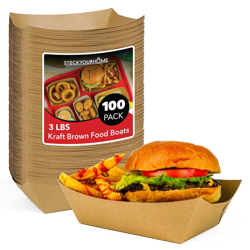 Stock Your Home Paper Trays Eco Friendly Brown 3 Lbs- 100 Count