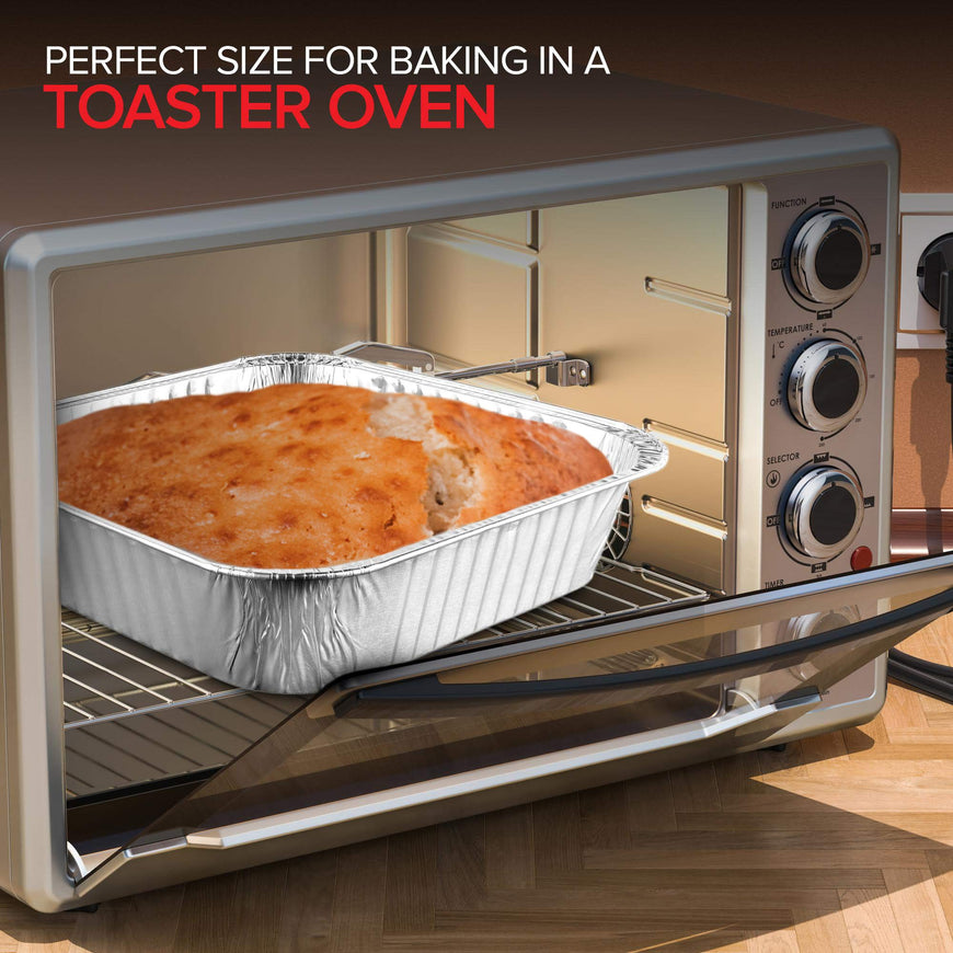 8â€ Square Aluminum Foil Pans (10 Pack) - Square Foil Cake Pans - Aluminum Foil Baking Pans - Disposable Cake Pans - Recyclable Foil Pans - 8 Inch Square Pans - Disposable Baking Pan - Stock Your Home