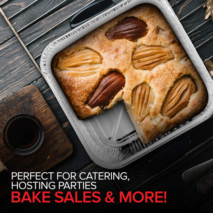 8â€ Square Aluminum Foil Pans (10 Pack) - Square Foil Cake Pans - Aluminum Foil Baking Pans - Disposable Cake Pans - Recyclable Foil Pans - 8 Inch Square Pans - Disposable Baking Pan - Stock Your Home