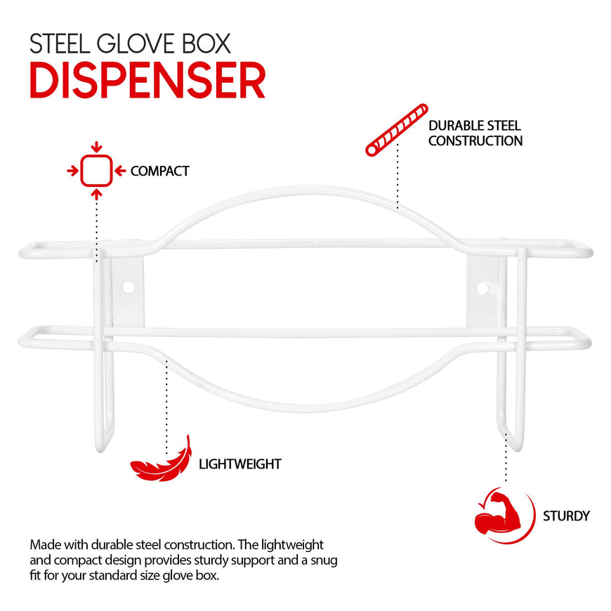 Stock Your Home (White Metal Single Gloves Dispenser, Tissue Box Shelf, Glove Box Holder Wall Mount, For Kitchen, Cleaning Closet, Lab, Exam, Office
