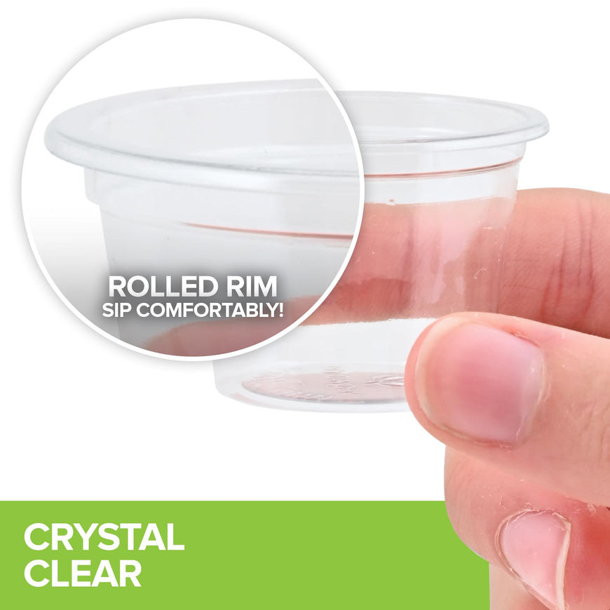 Stock Your Home (250 Pcs) Clear Commercially Compostable Shot Glasses 1 oz, Plant Based Eco Disposable Shot Cups for Jello, Sauce, Condiments, Environmentally Friendly Sustainable